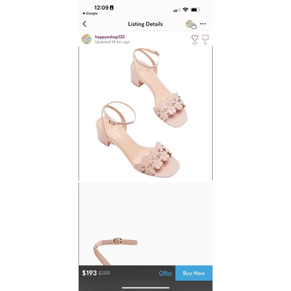 Kate Spade Daisy Floral Rose Smoke Pink Sandals size 7.5 2” heel NWB - Picture 2 of 6